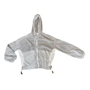 Lululemon Jacket Womens 6 White Gray Hooded Mesh Lightweight Windbreaker Running